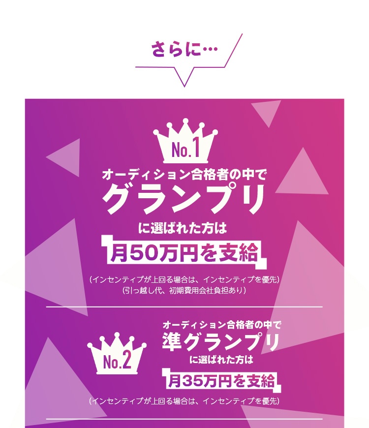 本オーディション合格者には豪華特典多数